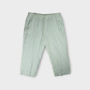 Athleta Linen Drawstring Cropped Pants Size 20 Classic White